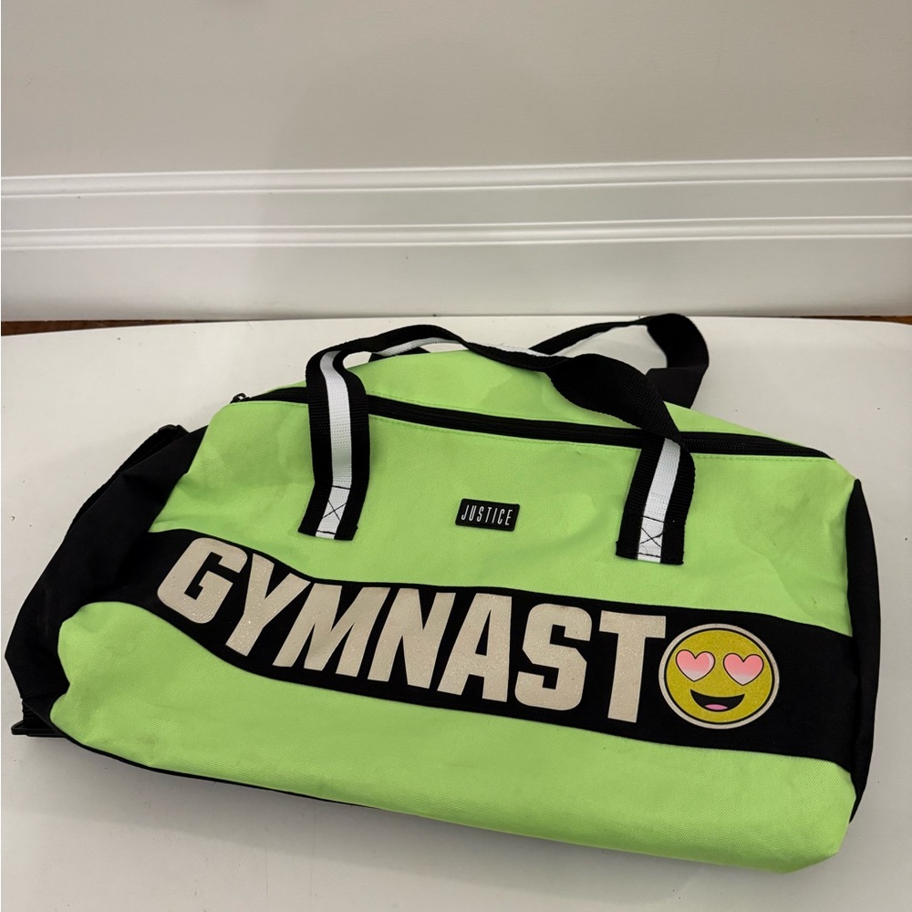 Justice Gymnast green duffel bag